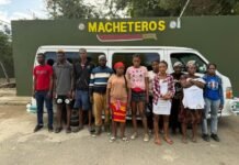 Detienen a 13 haitianos indocumentados en un minibús en Amina, Valverde