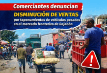 VIDEO: Comerciantes denuncian disminución de ventas por tapones de vehículos pesados en el mercado fronterizo de Dajabón